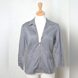 Northern Reflections |Grey v neck light jacket/blazer & woven buckles